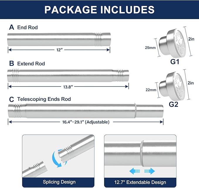 No Drilling Closet Rod, 27.5-51 Inches Hanging Closet Rod for Clothes, Closet Bar & Pole Heavy-duty, Closet Rods for Hanging Clothes For Closet Wardrobes Bathroom Laundry RV Curtains,Nickel