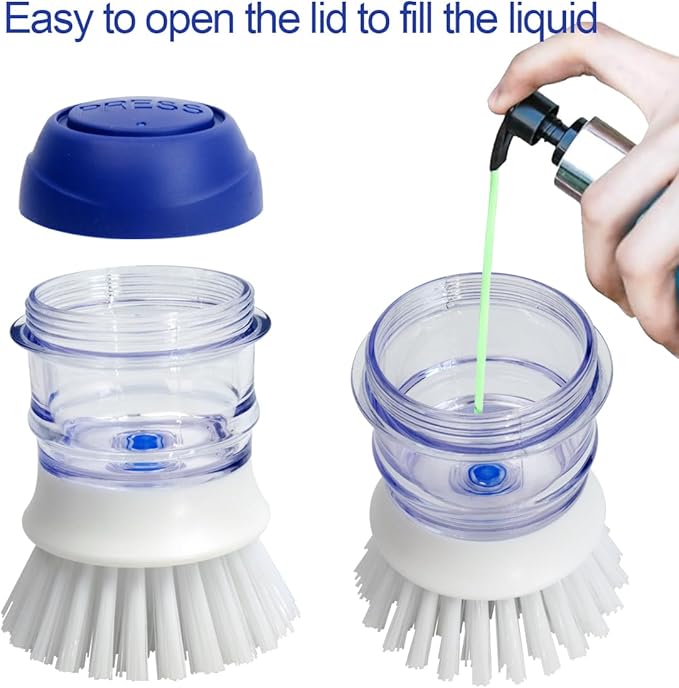 CELOX 2 Pack Dish Brush with Soap Dispenser for Kitchen Cleaning, Kitchen Brush for Dish Pot Pan Sink Cleaning