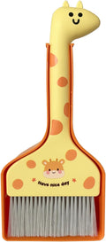 Small Broom with Dustpan Combo Set Cartoon Mini Broom and Dustpan Set Cute Cleaning Kit for Home Office Floor Counter Pet Nest (Orange)