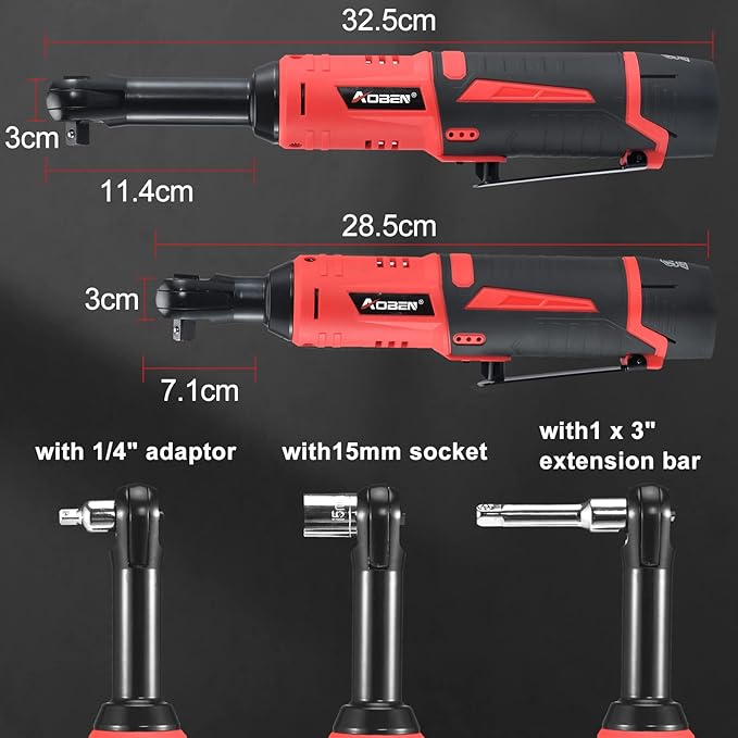 AOBEN 3/8" 40 Ft-lbs Cordless Electric Ratchet Wrench Kit with Variable Speed, Lithium Batteries