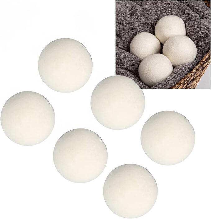 ZJchao 6 Pack Wool Dryer Balls for Laundry High Density Wool Drying Balls Reduce Static Cling Shorten Drying Time Reusable with Softener Alternative for Clothes Baby Delicates (4cm)