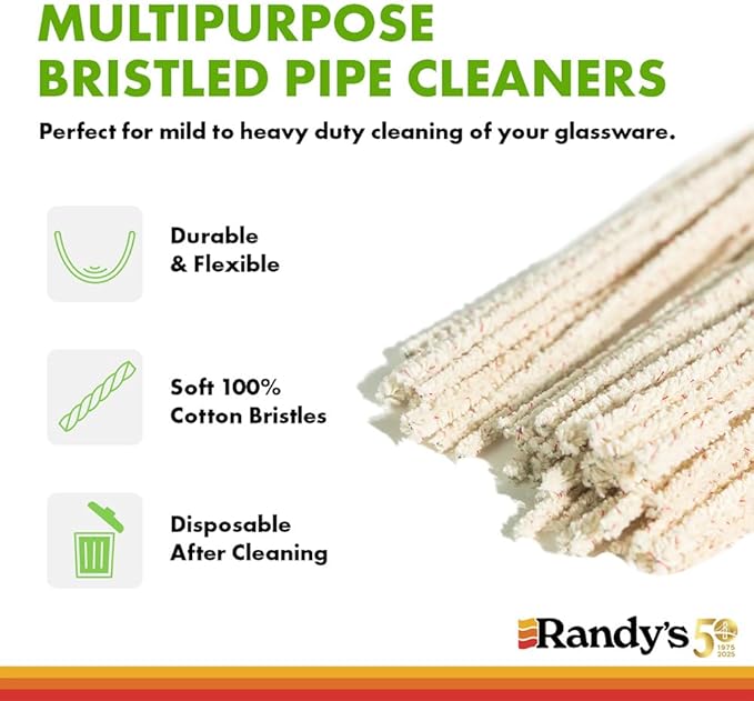 Randy's Black Label Cleaner with 10” Tapered Bristle Pipe Cleaners – All-in-One Cleaning Kit for Glassware, Glasstops, Ceramic, Metal, and Hard-to-Reach Areas – Glasstop cleaning kit – 12 fl oz
