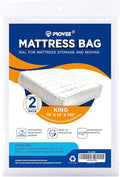 2 Pack King/Cal King Mattress Bag for Moving and Storage, Clear Plastic Mattress Cover for Moving, Waterproof Mattress Disposal Bags