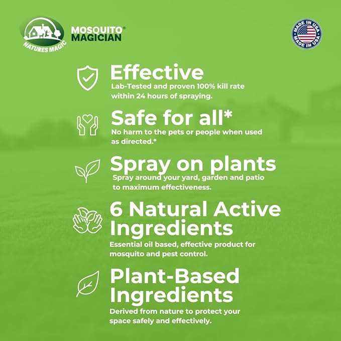 Mosquito Magician Indoor and Outdoor Spray - Use for Carpet, Furniture, Bedding, Couches & Pets – Plant-Sourced with Essential Oil– Rosemary, 16 OZ