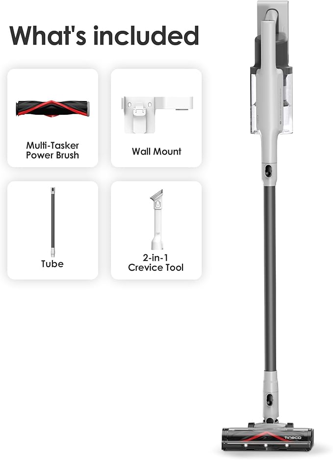 Tineco A30S Cordless Stick Vacuum Cleaner, 160W Suction, 60Min Runtime, 1L Larger Dustbin, ZeroTangle Brush, PureCyclone Tech, LED Headlight, White