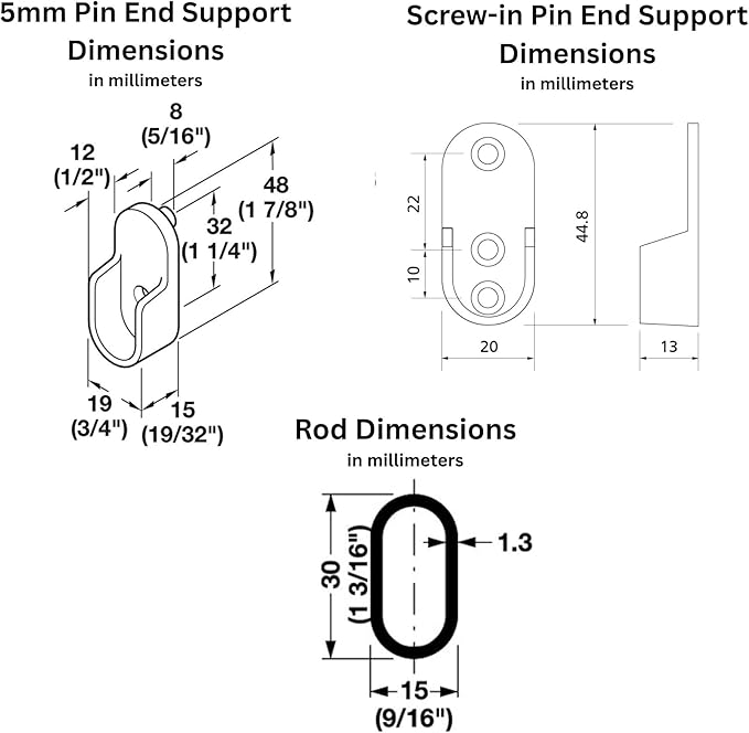 Custom cut to size (12-92 inches) oval closet rod with choice of end support (Satin Nickel)