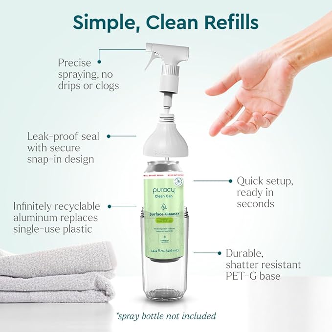 Puracy Multi-Surface Cleaner Clean Can- Plant-Powered All Purpose Cleaner - Surface Cleaner Solution As Seen on TikTok (Green Tea + Lime, 14.4 fl oz, 3 Pack)