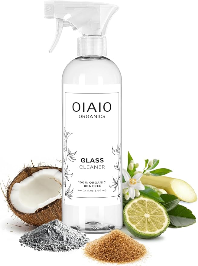 Non-Toxic Glass Cleaner - 100% Natural Organic Ingredients that Truly Perform - 24oz - Light Coconut & Bergamot Scent