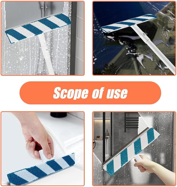 AIIONP 2024 New Dual Side Mist Retractable Window Cleaner, 3 In 1 Household Squeegee, 13 Inch by 51.2 Inch, Modern Glass Cleaning Tool, Window Spray Cleaning Brush, With 1 Microfiber Cloth