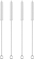 4 Pack Straw Cleaner Brush, Reusable Metal Handles Straw Cleaner Brush Extra Long for Stanley Mug 40, 30, 20 oz, 10mm Wide for Sippy Cup, Water Bottle and Tubes (Clear+Clear)