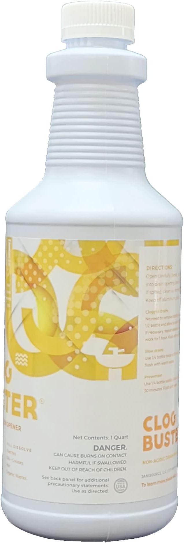 ClogBuster Non-Acidic Drain Opener and Clog Remover, Commercial Grade, 1 Quart…