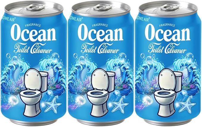 Beverage can Toilet Bowl Cleaner,Septic Toilet Bowl Tablets in Bottles, Automatic Long-Lasting Toilet Cleaner Bottle,Powerfully Cleans and Prevent Stain Build Up (3PCS, Ocean Scent)