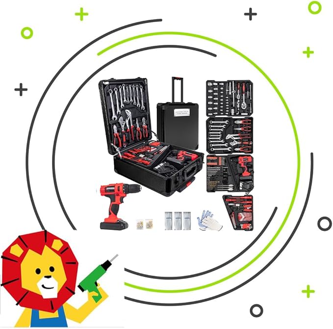 346pcs Tool Sets,18V Electric Power Drill Set, Cordless Drill for Men, Household Home DIY Hand Tool Kits,18+1 Clutch Cordless Power Drill Set for Thanksgiving, Christmas,Father's Day (Black)