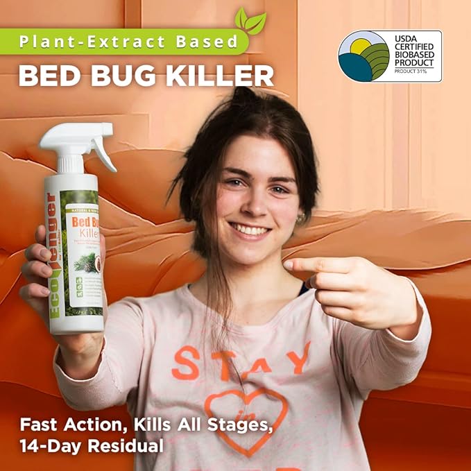 Bed Bug Killer Spray 16 Oz, Green + Non-toxic, 100% Kill + Extended Protection