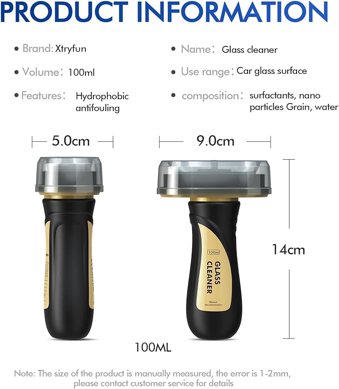 Car Windshield Cleaner, Auto Glass Cleaner for Home and Automobile Cleaning, Glass Oil Film Remover for Cars Window Surfaces, Easily Restore Glass Clarity