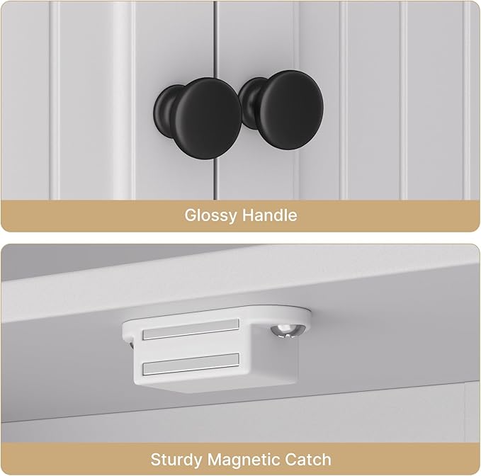 Ahomly Over The Toilet Storage Cabinet, Over Toilet Bathroom Organizer with Adjustable Shelves and Five Doors, Above Toilet Storage Cabinet for Bathroom, Restroom, Laundry, White