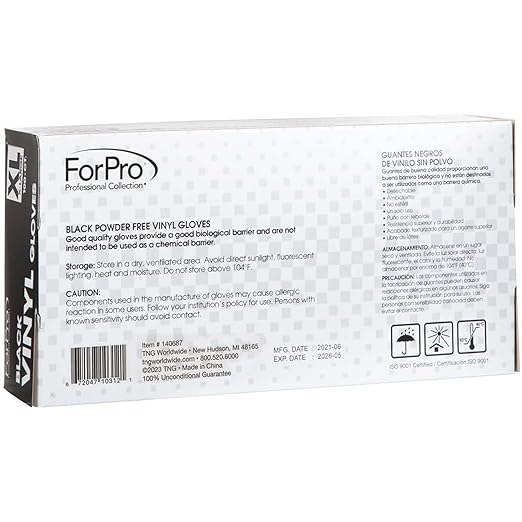 ForPro Professional Collection Disposable Vinyl Gloves, Black, Industrial Grade, Powder-Free, Latex-Free, Non-Sterile, Food Safe, 2.75 Mil. Palm, 3.9 Mil. Fingers, X-Large, 100-Count (Pack of 10)