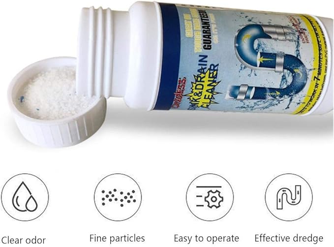 Pipe Dredge Deodorant, Powerful Sink Drain Cleaner Pipe Dredging Agent Sewer Toilet Dredge Powder Cleanser Dredge Agent for Kitchen Toilet Pipeline Quick Cleaning Tool