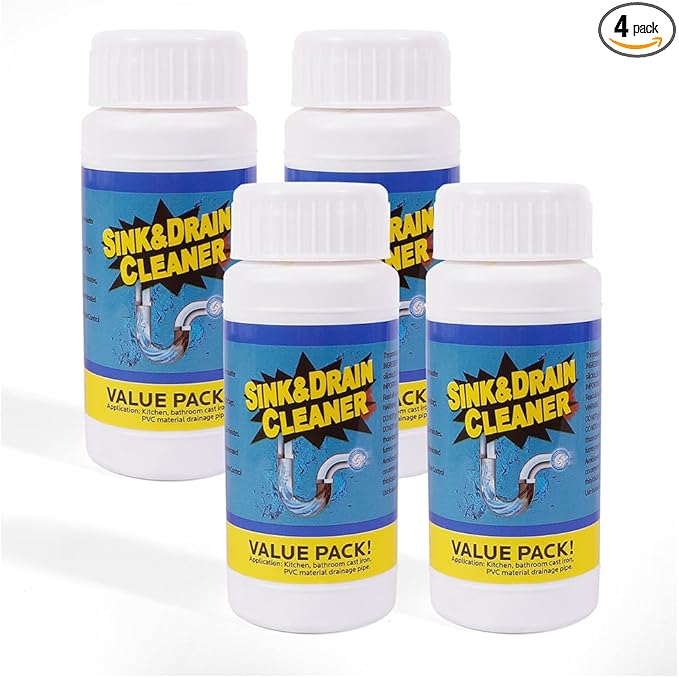 Sink Drain Cleaner Powder, Drain Clog Remover for Kitchen Bathroom Tubs and Showers (4 pcs)