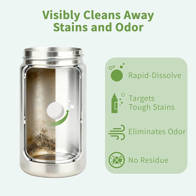 Water Bottle Cleaning Tablets, Water Bottle Cleaner For Stainless Steel, Tumbler, Travel Mugs, Bottle Cleaner Tablets 24 Count