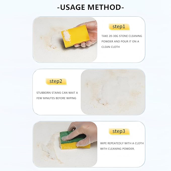Granite Countertop Cleaner Powder, Marble Cleaner Powder, Marble Polishing Powders, Watermarks Remover, Stain Remover For Granite, Stone, Quartz (4 Ounces)