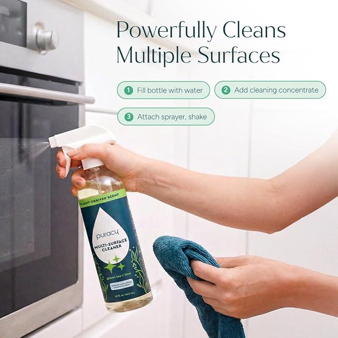Puracy Multi-Surface Cleaner Spray - Plant-Powered All Purpose Cleaner - Surface Cleaner Solution As Seen on TikTok (Green Tea & Lime, 16 fl oz, 1 Pack)