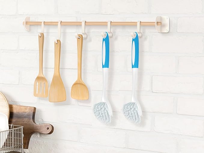Dish Brush with Handle, Firm Bristles Dish Scrubber for Pots, Pans & Sink Cleaning, 4 Pack