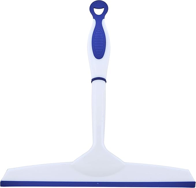 Superio Rubber Squeegee Blue 10", Streak Free All Purpose Window Squeegee, Comfort Grip Handle and Hanging Hook.