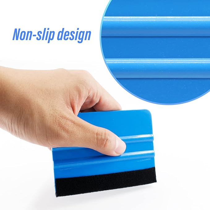 12Pcs Plastic Felt Edge Squeegee Tool Vinyl Squeegee 4 Inch for Window Tint, Wallpaper, Decal Sticker, 6 Blue & 6 Red