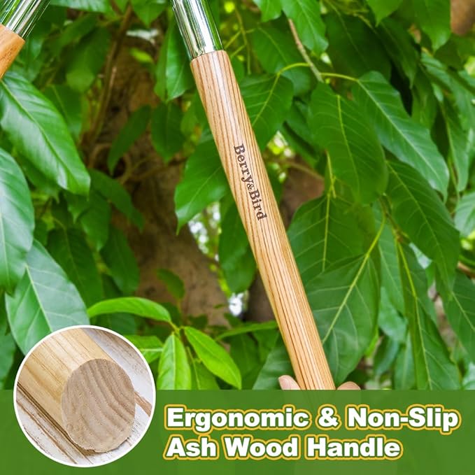 Berry&Bird 28" Garden Loppers for Tree Trimming, Heavy Duty Bypass Loppers with Compound Action, Branch Cutter up to 1.75" Diameter Cut Capacity, Hand Loppers with Carbon Steel Blade, Ashwood Handle