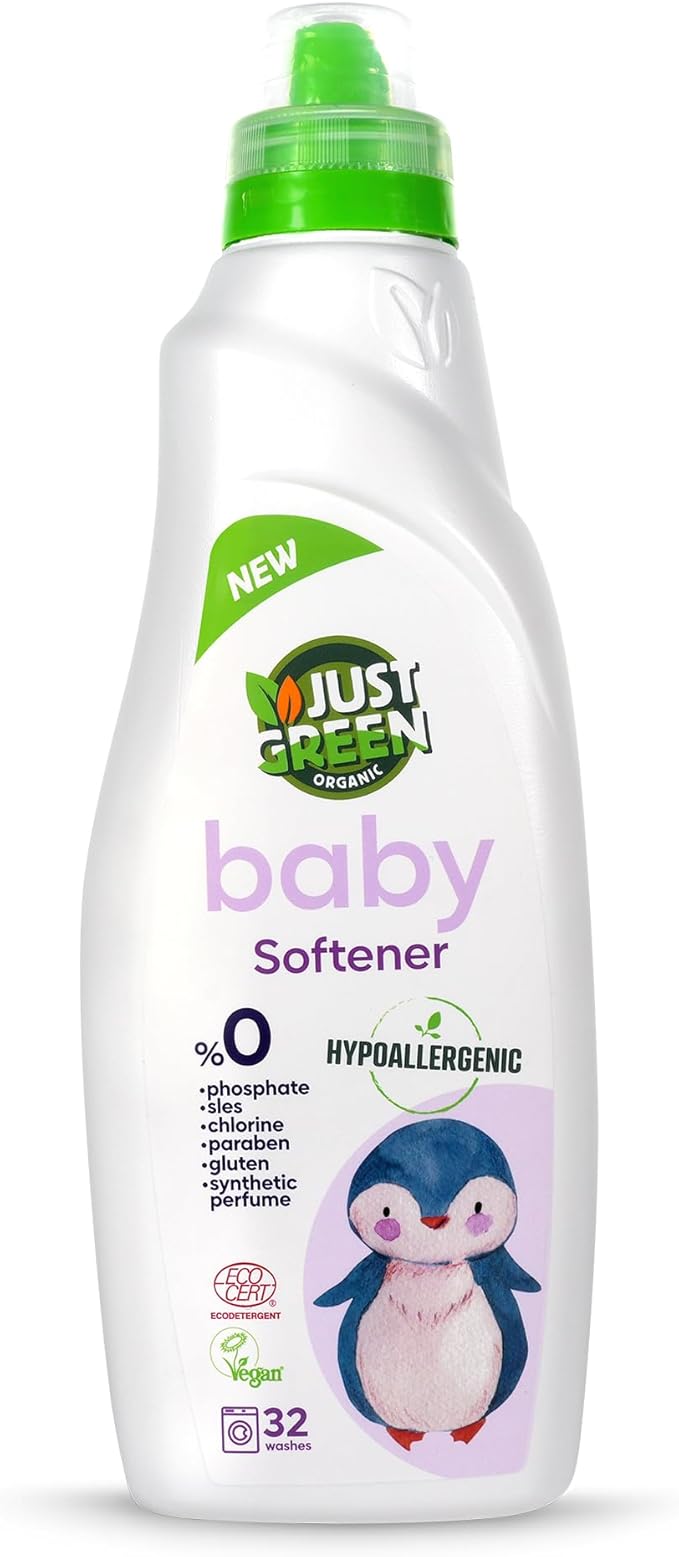 Baby Fabric Softener, Plant-Based Liquid Fabric Softener, Non-Toxic, Hypoallergenic, Fragrance-Free, EcoCert Certified, Vegan, Static Control, 32 Washes, 34 fl oz (1000 ml)