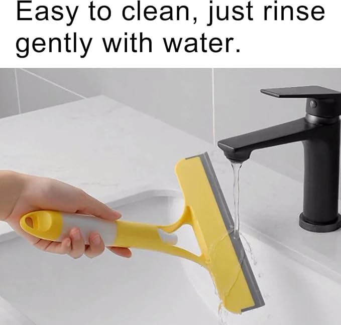 3 in 1 Spray Window Squeegee Cleaner Scraper, Window Squeegee Cleaner Tool with Spray Bottle for Shower Glass, Mirrors, Car, Home Window Cleaner Tool (Yellow)