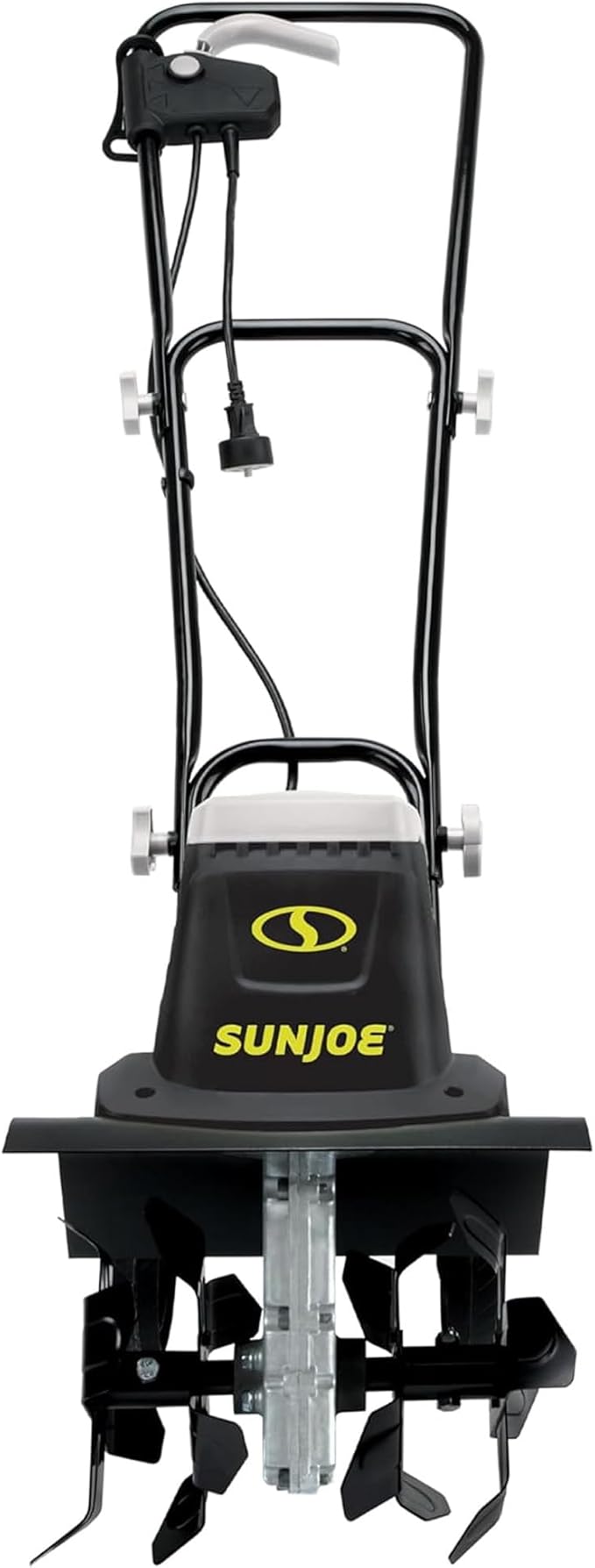Sun Joe Electric Garden Tiller and Cultivator with 3 Position Height Adjustment Maximum 12-inch Cultivating Width and 8 Amp Motor, TJ602E