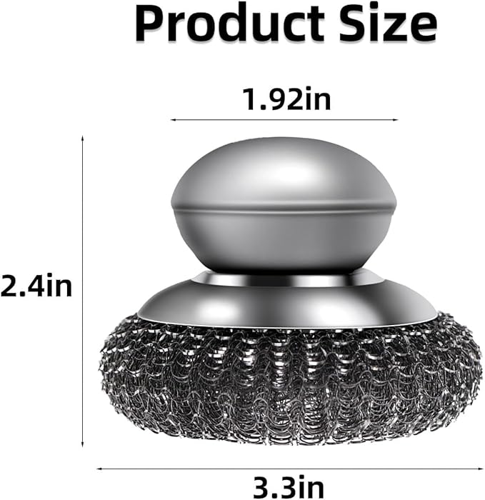 6 Pcs Steel Wool Scrubber, Stainless Steel Scrubber Pads for Cleaning Dishes, Cast Iron, Grill, Stove, Oven, Sink, Stubborn Messes (2 Scrubber with Handled + 4 Pads)