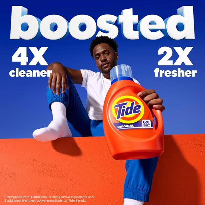 Tide Laundry Detergent Liquid, Original Scent, 80 Loads, 100 FL OZ, Works on 100% of Common Stains, Laundry Soap, Liquid Laundry Detergent