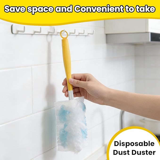35 Pcs Duster Refills Compatible with Swiffer Duster, Dust Removal Brush Disposable Replacement Head with 2 Handles for Cleaning Blinds, Ceiling Fans