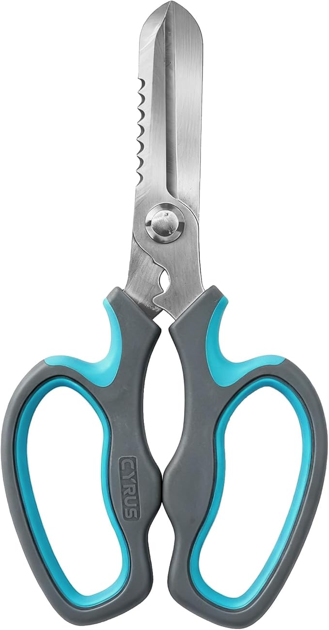CYRUS Serrated Pruners Flower Scissors Floral Shears for Cutting Flowers,Garden Shears with Integrated Stab Remover,Florist Cutters Rose Snips,Blue