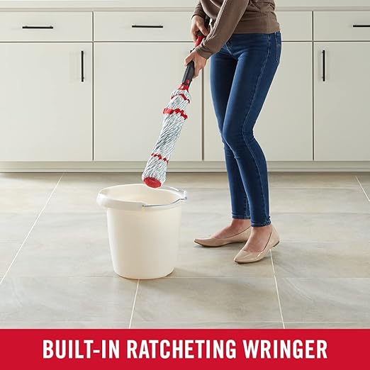 Rubbermaid Microfiber Twist Mop Kit with 2 Refills Kit Machine Washable Built-in Wringer Lightweight Safe for All Floor Types Deep Cleaning for Home/Bathroom/Garage/Office