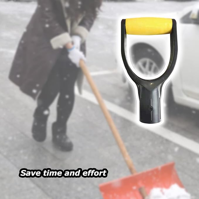 D Grip Plastic Spade Handle, 32mm Inner Diameter Snow Shovel Handle, Snow Scoop Digging Raking Tool, Garden Accessory (Yellow)
