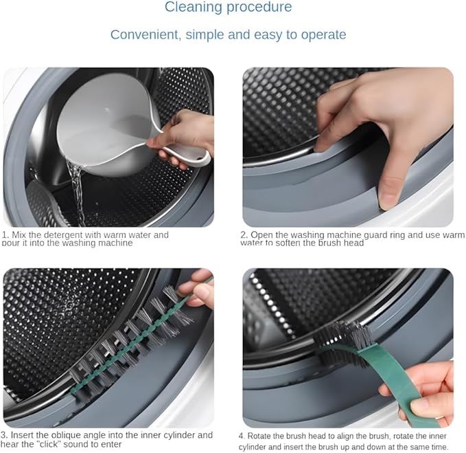 3 Pack Washing Machine Cleaning Brush - Deep Cleaning Tool for Washing Machine Drums, 0.8 * 23.6in, Durable & Flexible 360° Nylon Bristles for Effective Corners