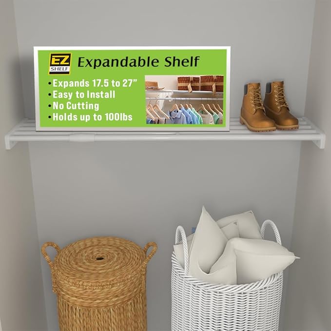 DIY Expandable Closet Shelf (NO Hanging Rod) Easy to Install to 2 Sidewalls