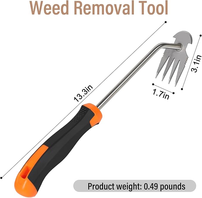 Weed Remover Tool,Garden Weed Tool, Portable Garden Weeding Tool for Vegetable Gardening Backyard Farm Planting & Weeding (Rubber Handle)