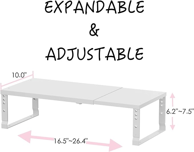 Adjustable Metal Shelving Unit, Stackable & Expendable Storage Rack for Home/Office/Kitchen, Space-Saving，Sturdy&Durable，Easy Assembly (1PACK/Large/White