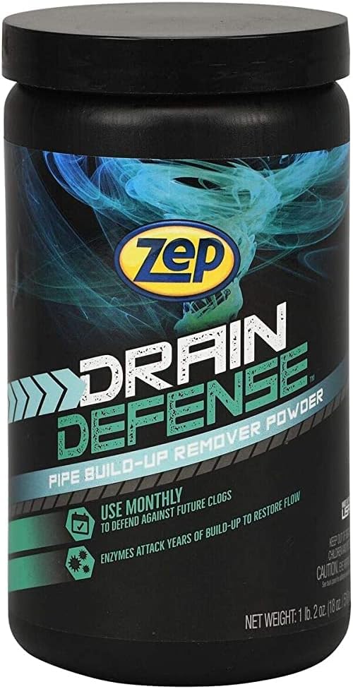 Zep Drain Defense Enzymatic Drain Cleaner Powder 18 oz (Case of 12) ZDC16 - Safe for Pipes and Septic Systems