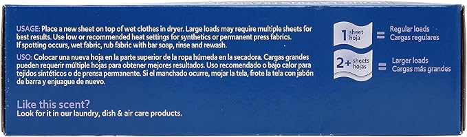Clorox Fraganzia Fabric Softener Dryer Sheets, Wrinkle Reducing and Anti Static Laundry Dryer Sheets for Great Smelling Clothes, Softens Fabrics, Lavender with Eucalyptus Scent, 80 Count - 6 Pack