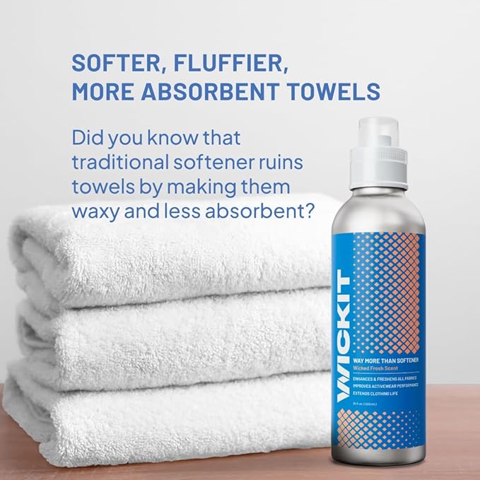 Wickit | Way More Than Softener | Fabric Softener Safe for All Fabrics | Laundry Additive Freshens, Protects, and Preserves All Clothing Fibers Without Waxy Buildup | Improves Activewear Breathability