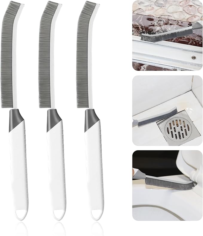 Thin Cleaning Brush Set - Gap Cleaning Tools, Multi-Purpose Hard Bristle Grout Scrub Brushes & Grout Cleaner Brush for Deep Scrubbing in Kitchen, Bathroom, Toilet, Sink Gap 3Pcs