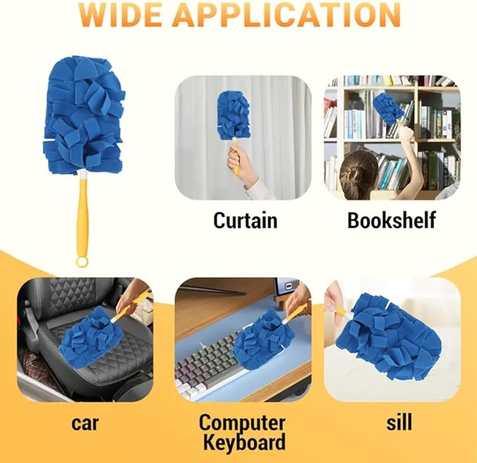 Reusable Duster Refill Compatible with Swiffer - 5 Pack 360° Electrostatic Duster Refills with Handle - Heavy Duty Dusters Refills for Dust, Hair, Furniture, Blinds & Ceiling Fans