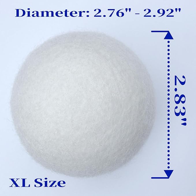 Wool Dryer Balls 6-Pack XL - Natural Reusable Laundry Fabric Softener, Reduces Wrinkles & Drying Time, Hypoallergenic, Leaves Fabrics Naturally Soft and Fluffy