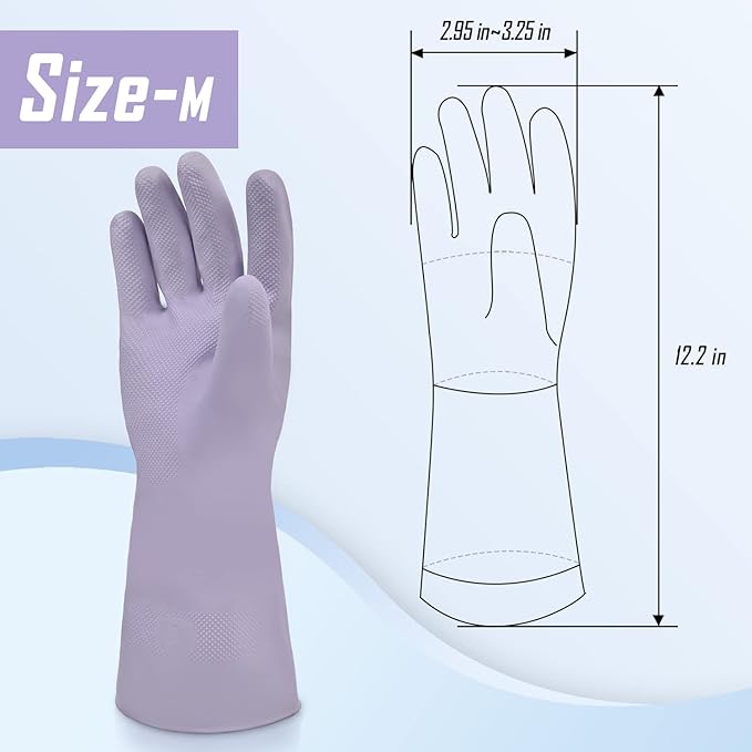 Cleanbear Reusable Dish Washing Rubber Glove Set of 3, Household Cleaning Gloves for Washing